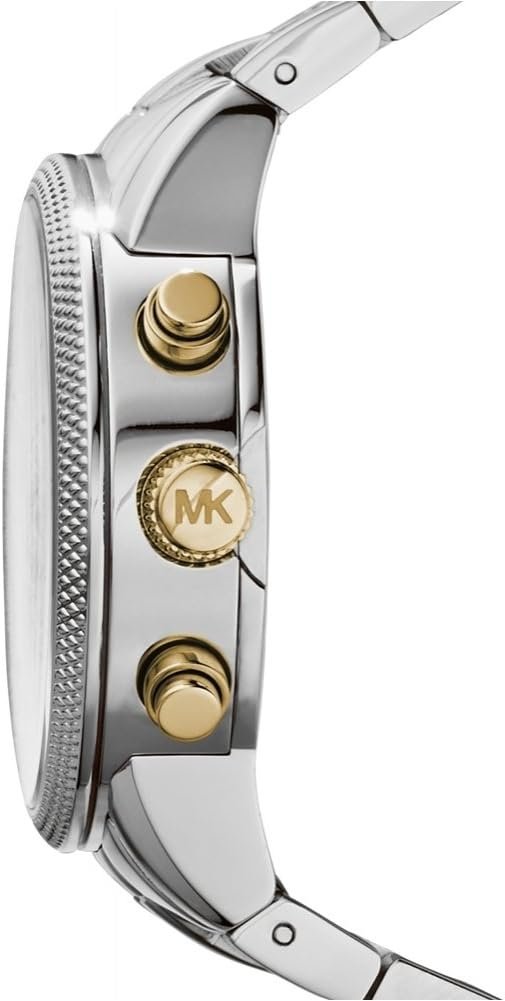 michael kors ritz chronographe cadran blanc montre bracelet acier deux tons pour femme mk5057 michael kors ritz chronographe cadran blanc montre bracelet acier deux tons pour femme mk5057