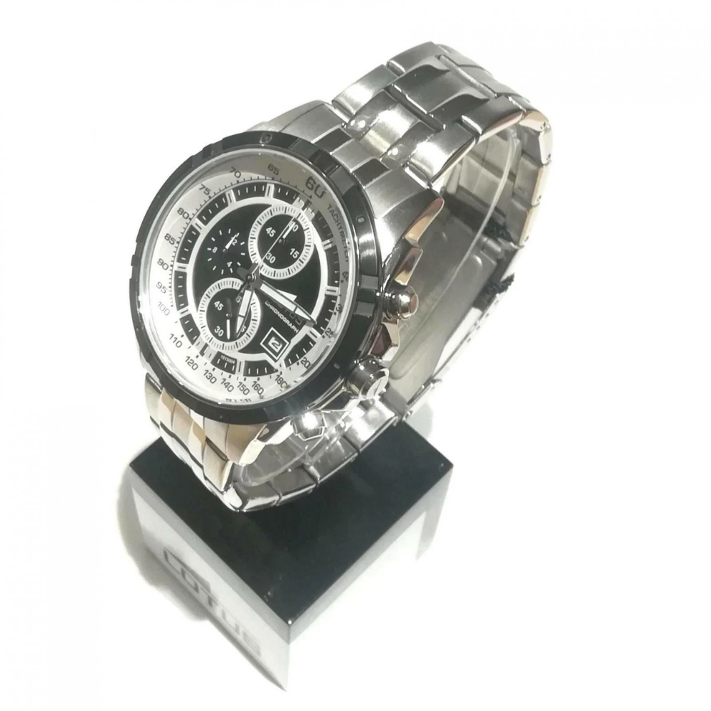 lotus 10130 4 steel 44 white original chronograph men's watch new lotus 10130 4 steel 44 white original chronograph men's watch new