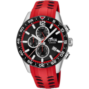 lotus montre pour homme 18590/3 special prices boîtier en acier inoxydable gris bracelet en plastique rouge